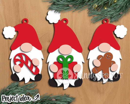 Christmas Santa Gnome Ornament Bundle, Digital download, SVG laser cut file, Cricut