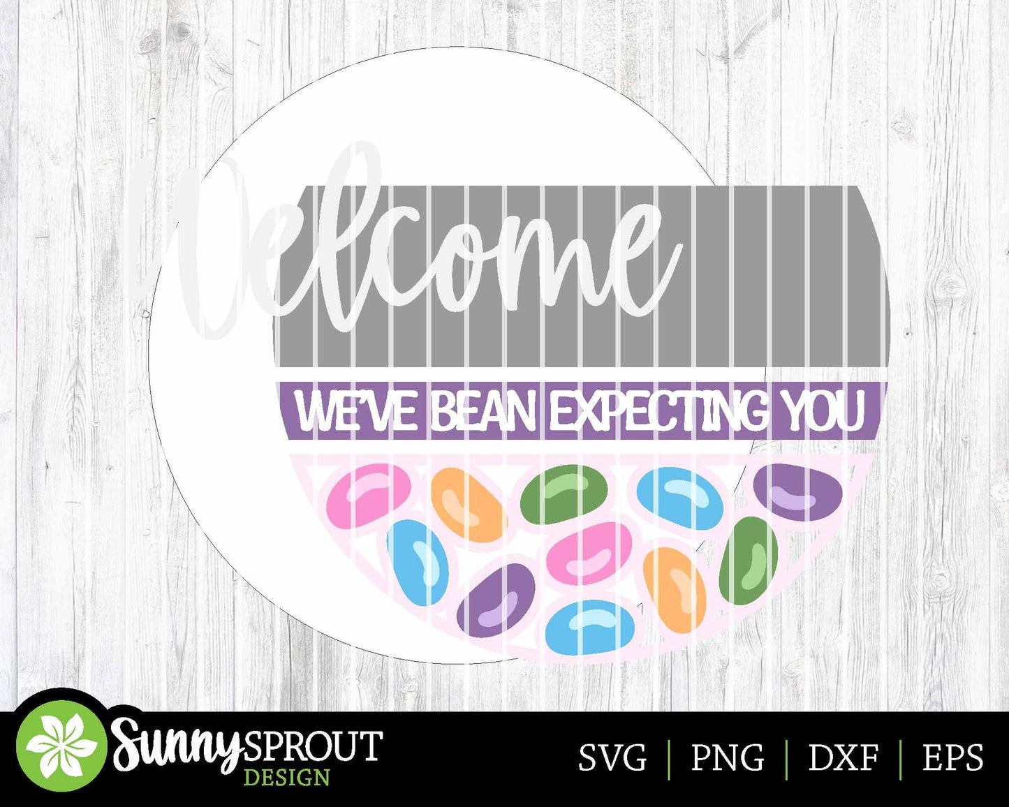Welcome Jelly Bean Sign, Digital download, SVG laser cut file, Cricut, Round door hanger design, Funny Easter decor