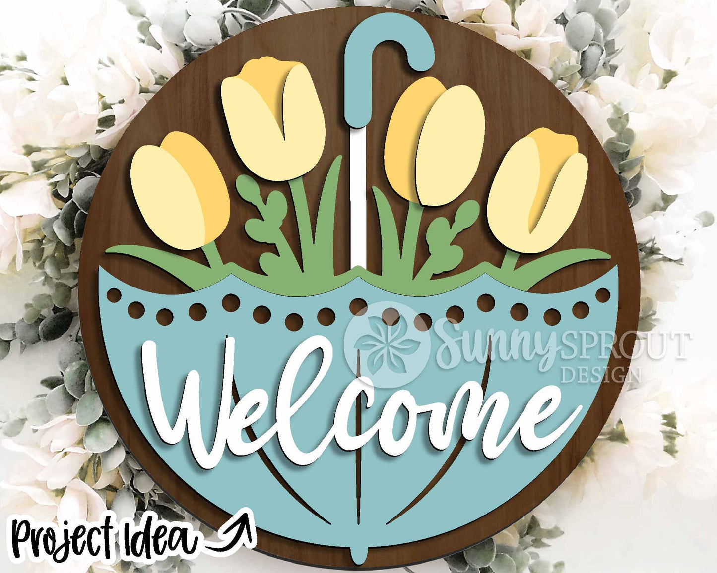 Spring Sign Bundle 3, Round door hanger svg, Glowforge laser file, Cricut, Spring flower welcome sign, Hello Spring