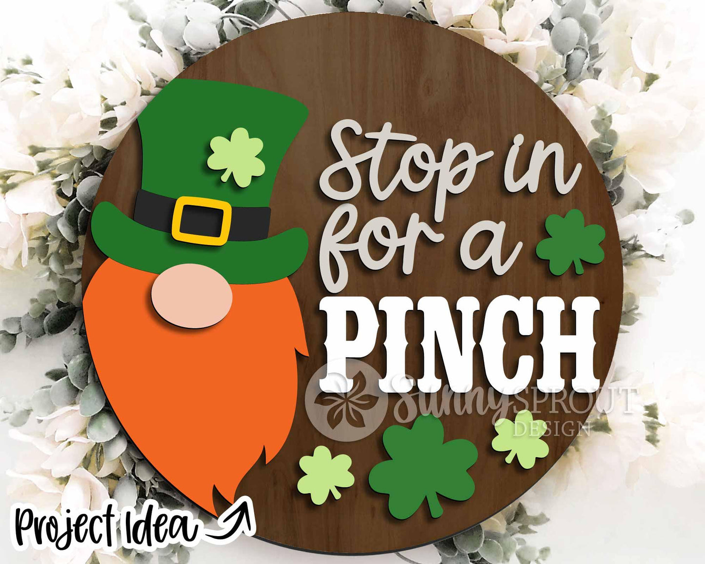 St. Patrick's Day Laser Sign Bundle 3, Round door hanger svg, Glowforge laser file, Cricut, Shamrock clover welcome sign