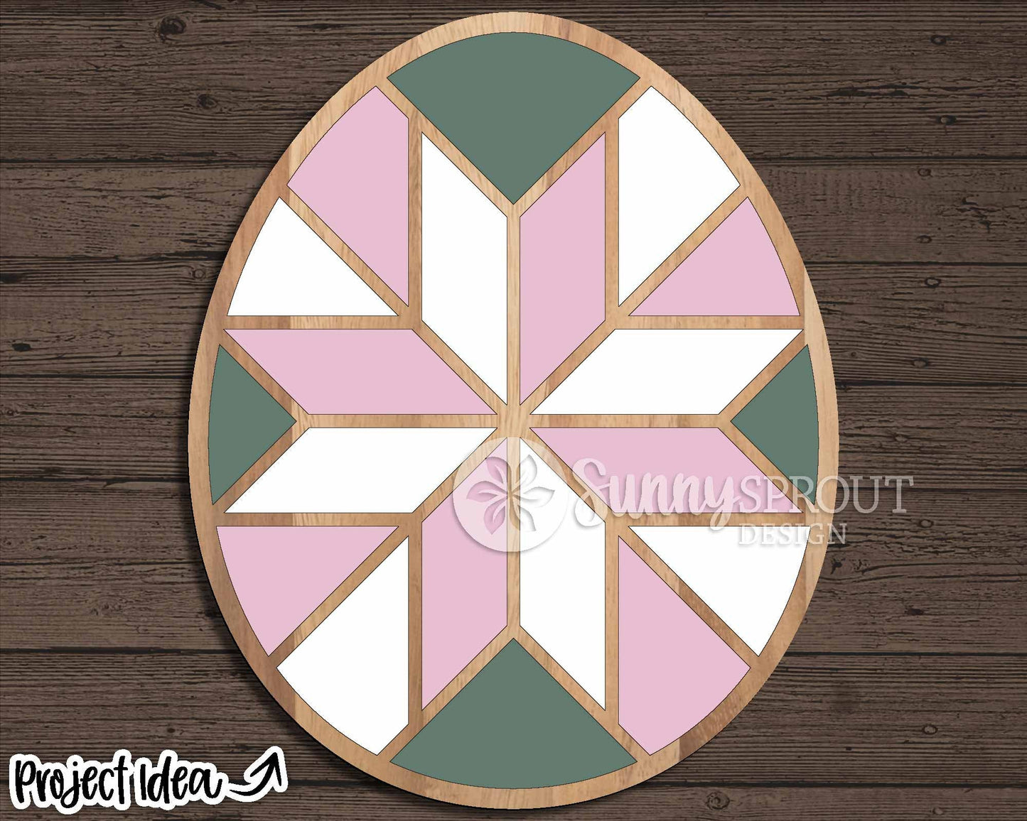 Barn Quilt Pattern Easter Egg, Digital download, SVG Laser cut file, Cricut, Round door hanger design, Spring farmhouse decor
