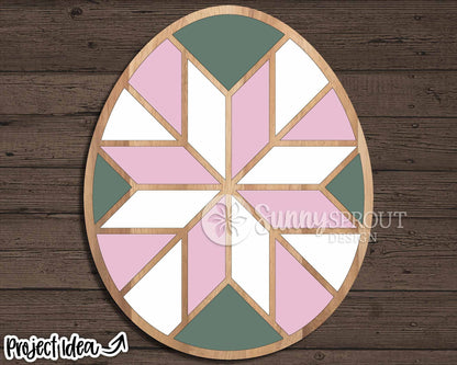 Barn Quilt Pattern Easter Egg, Digital download, SVG Laser cut file, Cricut, Round door hanger design, Spring farmhouse decor