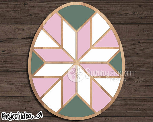 Barn Quilt Pattern Easter Egg, Digital download, SVG Laser cut file, Cricut, Round door hanger design, Spring farmhouse decor