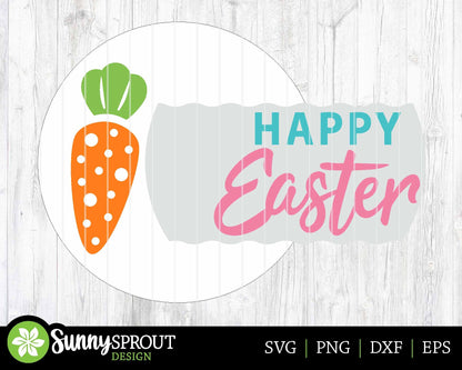 Happy Easter Carrot Sign, Digital download, SVG laser cut file, Cricut, Round door hanger design