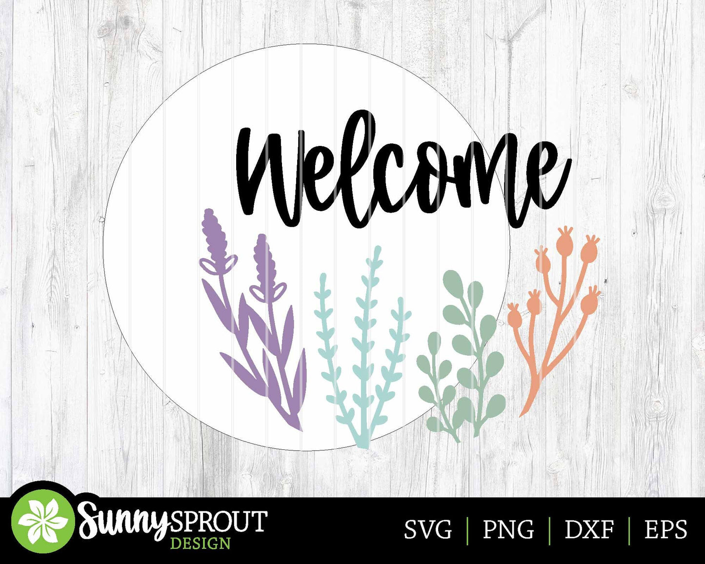 Welcome Wildflower Sign, Digital Download, SVG Laser Cut File, Cricut, Spring Summer Floral Round Door Hanger Design