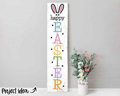 Happy Easter Bunny Ears Porch Sign, Digital download, SVG Cricut cut file, Silhouette, Front door leaner design
