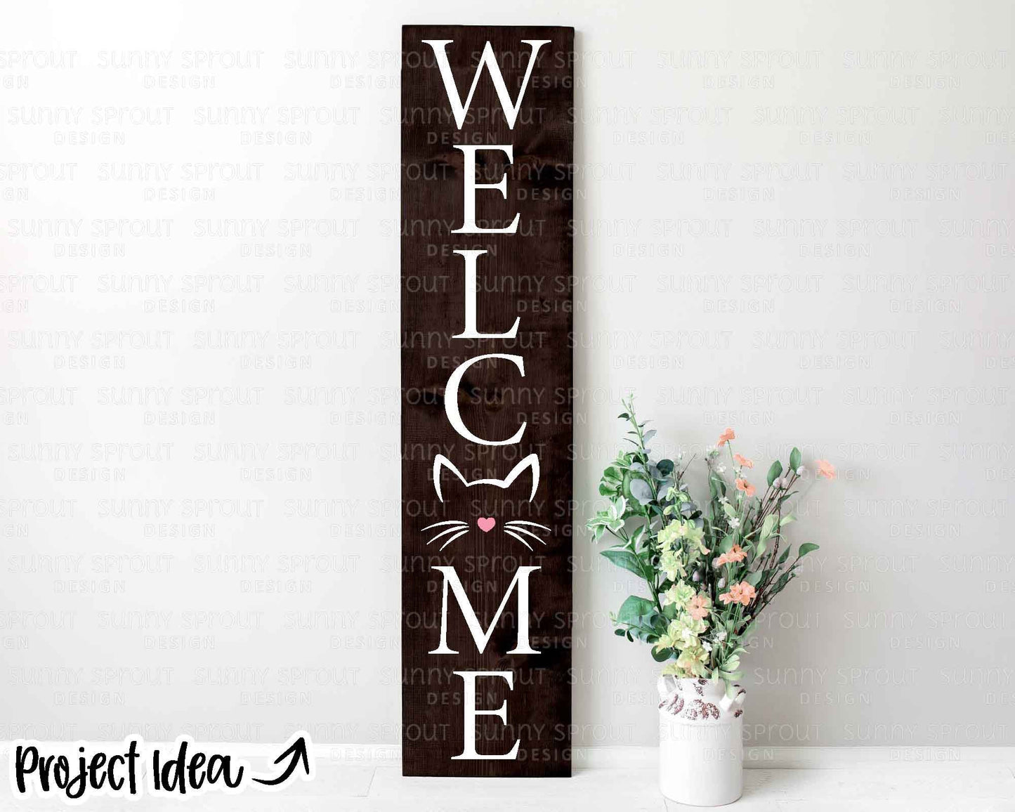 Cat Face Porch Sign, Digital download, Cricut SVG cut file, Front door leaner design, Cat animal pet decor