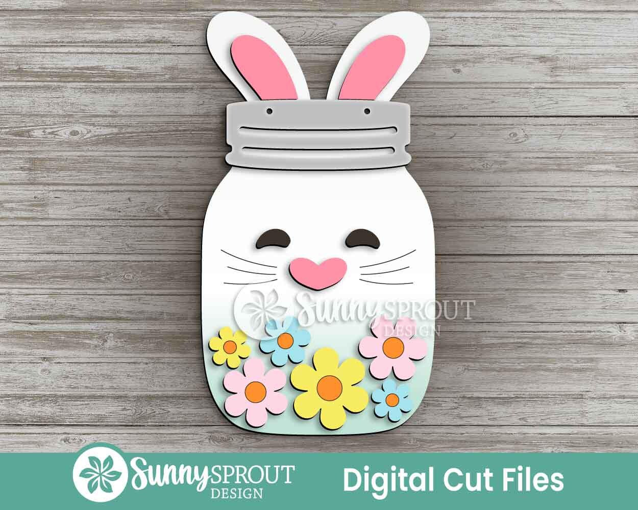 Easter Mason Jar Sign Bundle, Door hanger svg, Glowforge laser cut files, Cricut, Spring welcome sign svg