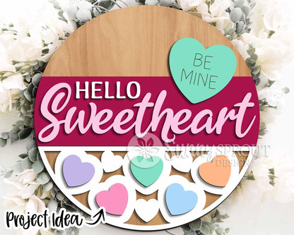 Valentine Laser Sign Bundle 4, Round door hanger, Glowforge laser file, Cricut, Heart welcome sign, Valentine's Day decor