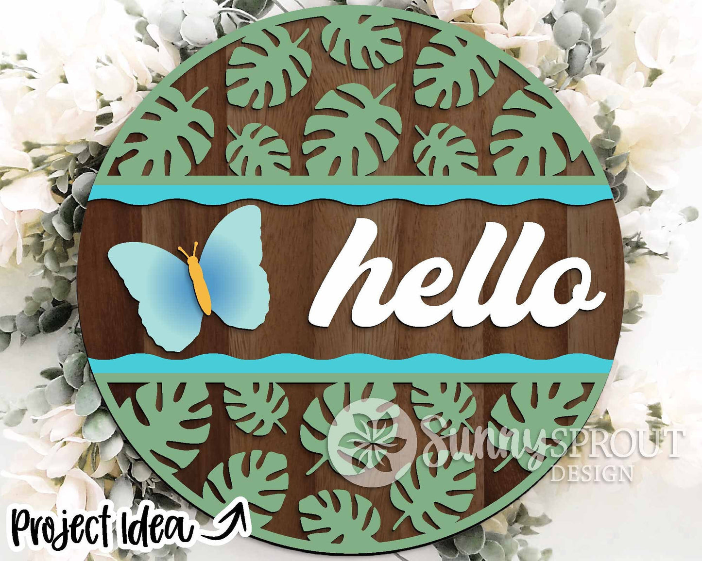Nature Laser Sign Bundle, Round door hanger svg, Glowforge laser file, Cricut cut file, Front door welcome sign, Summer