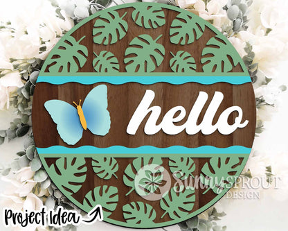 Nature Laser Sign Bundle, Round door hanger svg, Glowforge laser file, Cricut cut file, Front door welcome sign, Summer