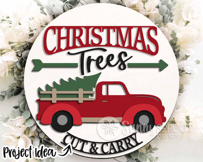 Christmas Laser Sign Bundle 2, Round door hanger, Glowforge laser file, Cricut, Holiday welcome svg, Christmas tree decor