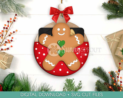 Gift Card Holder Gingerbread Ornament, Digital download, SVG laser cut file, Cricut, Christmas design