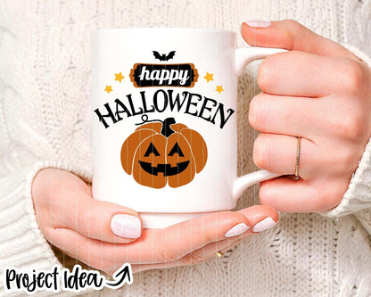 Happy Halloween Sign, Digital Download, Cricut SVG Cut File, Silhouette, Round Door Hanger Sign Design