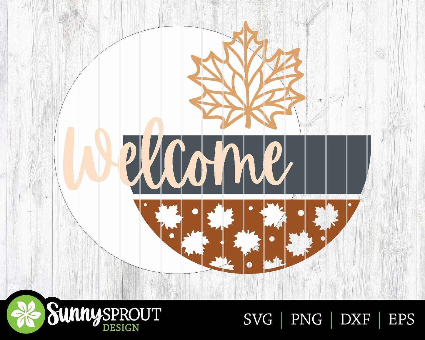 Welcome Maple Leaf Sign, Digital Download, SVG Laser Cut File, Cricut, Round Fall Door Hanger Design