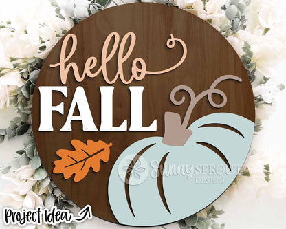 Fall Laser Sign Bundle 5, Round door hanger, Glowforge laser file, Cricut, Autumn welcome sign svg, Hello Fall pumpkin svg