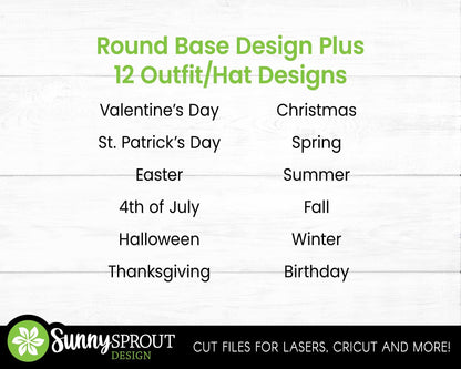 Goose Interchangeable Outfit Sign Bundle, Round door hanger svg, Glowforge laser file, Cricut, Seasonal welcome door sign