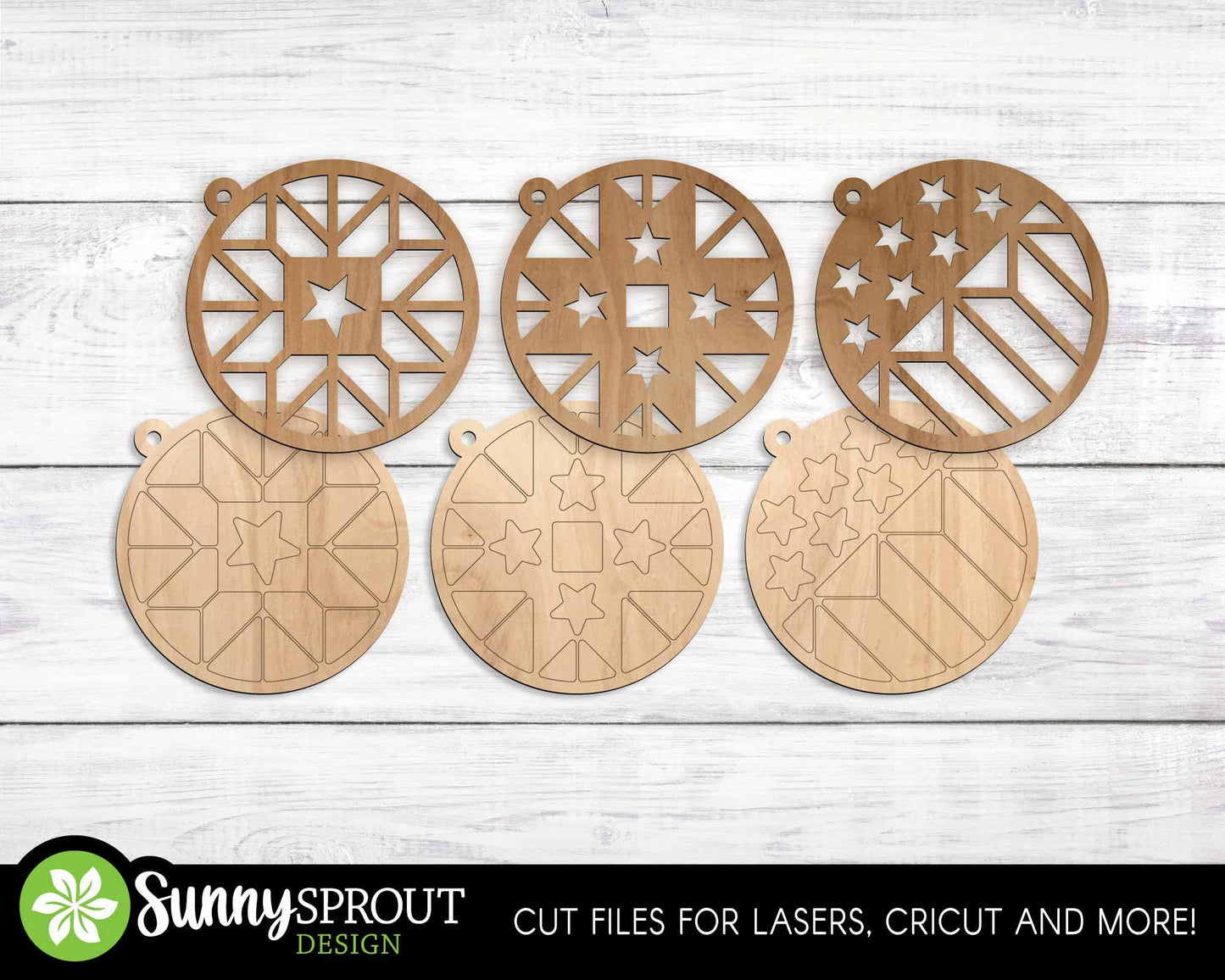 Americana Barn Quilt Ornament Bundle, Digital download, SVG laser cut file, Christmas patriotic design, American flag decor