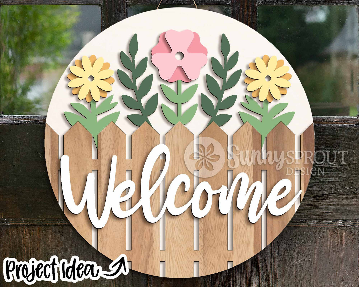 Spring Sign Bundle 2, Round door hanger svg, Glowforge laser file, Cricut, Spring flower welcome sign, Hello Spring