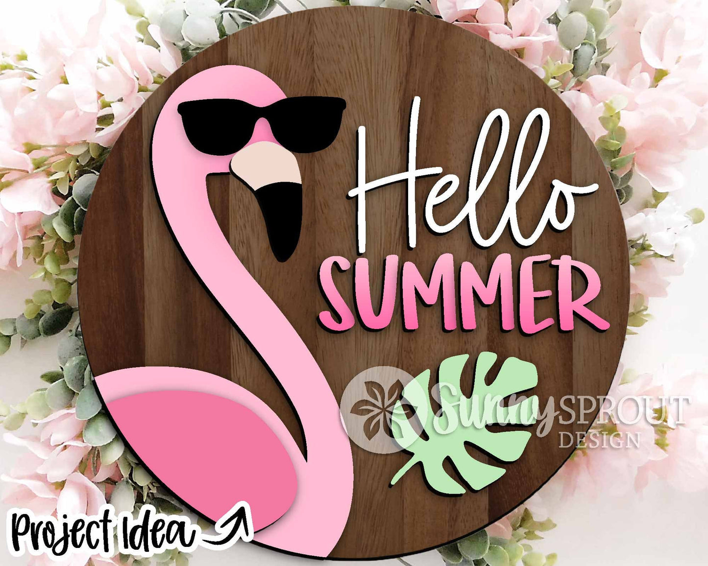 Summer Laser Sign Bundle, Round door hanger svg, Glowforge laser file, Cricut, Front door welcome sign, Hello Summer svg