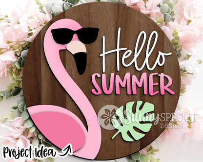 Summer Laser Sign Bundle, Round door hanger svg, Glowforge laser file, Cricut, Front door welcome sign, Hello Summer svg