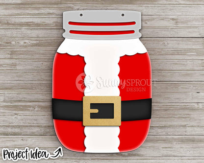 Santa Belt Mason Jar Sign, Digital download, SVG laser cut file, Cricut, Door hanger design, Christmas decor