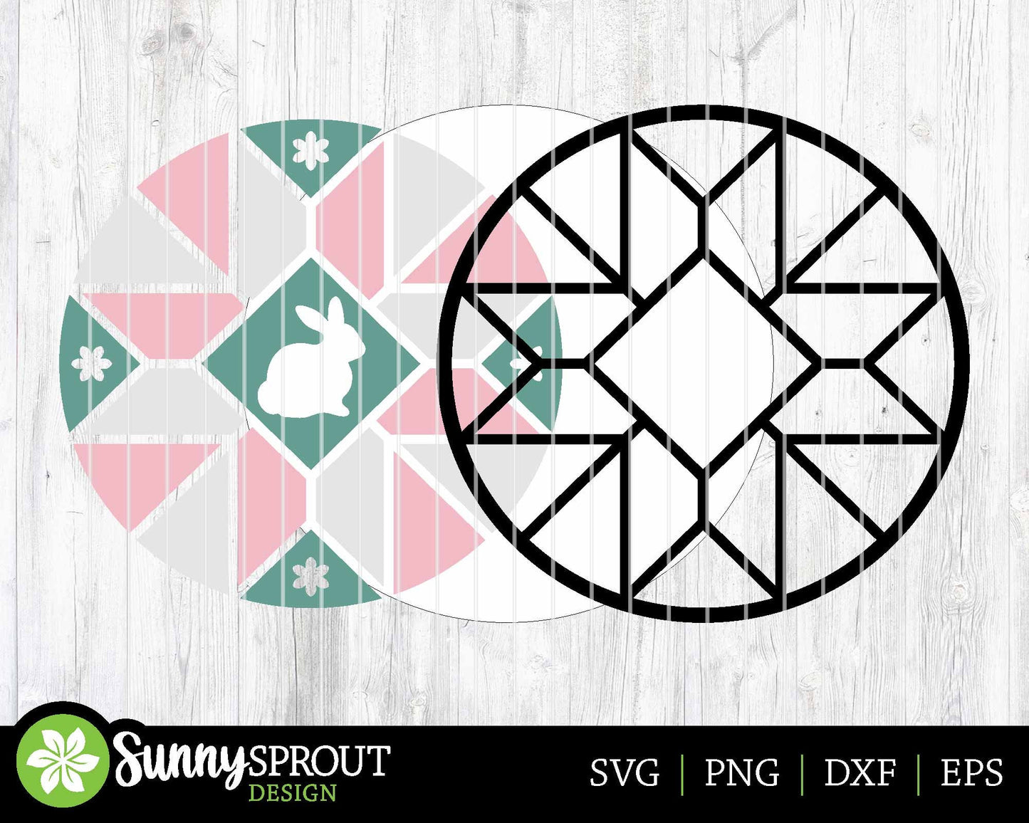 Easter Bunny Barn Quilt Sign, Digital download, SVG laser cut file, Cricut, Round door hanger design, Farmhouse decor