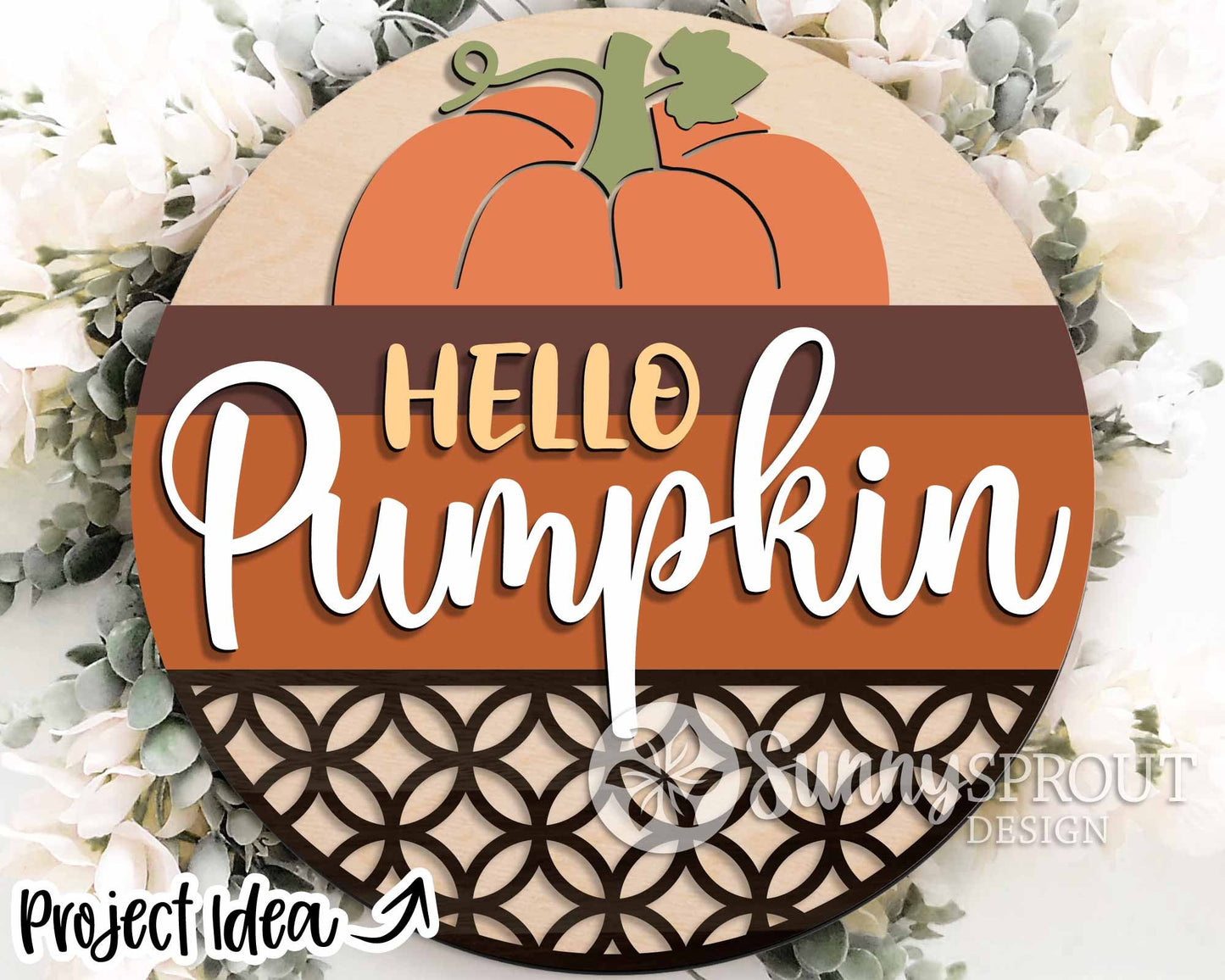 Autumn Laser Sign Bundle 1, Round door hanger, Glowforge laser file, Cricut, Fall welcome sign svg, Hello pumpkin svg