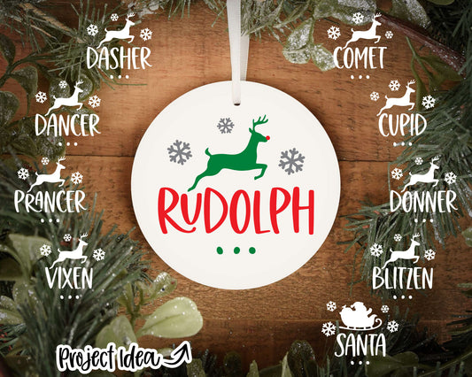 Santa's Reindeer Names SVG, Digital Download, Cricut Cut File, Silhouette, Christmas Ornament Design