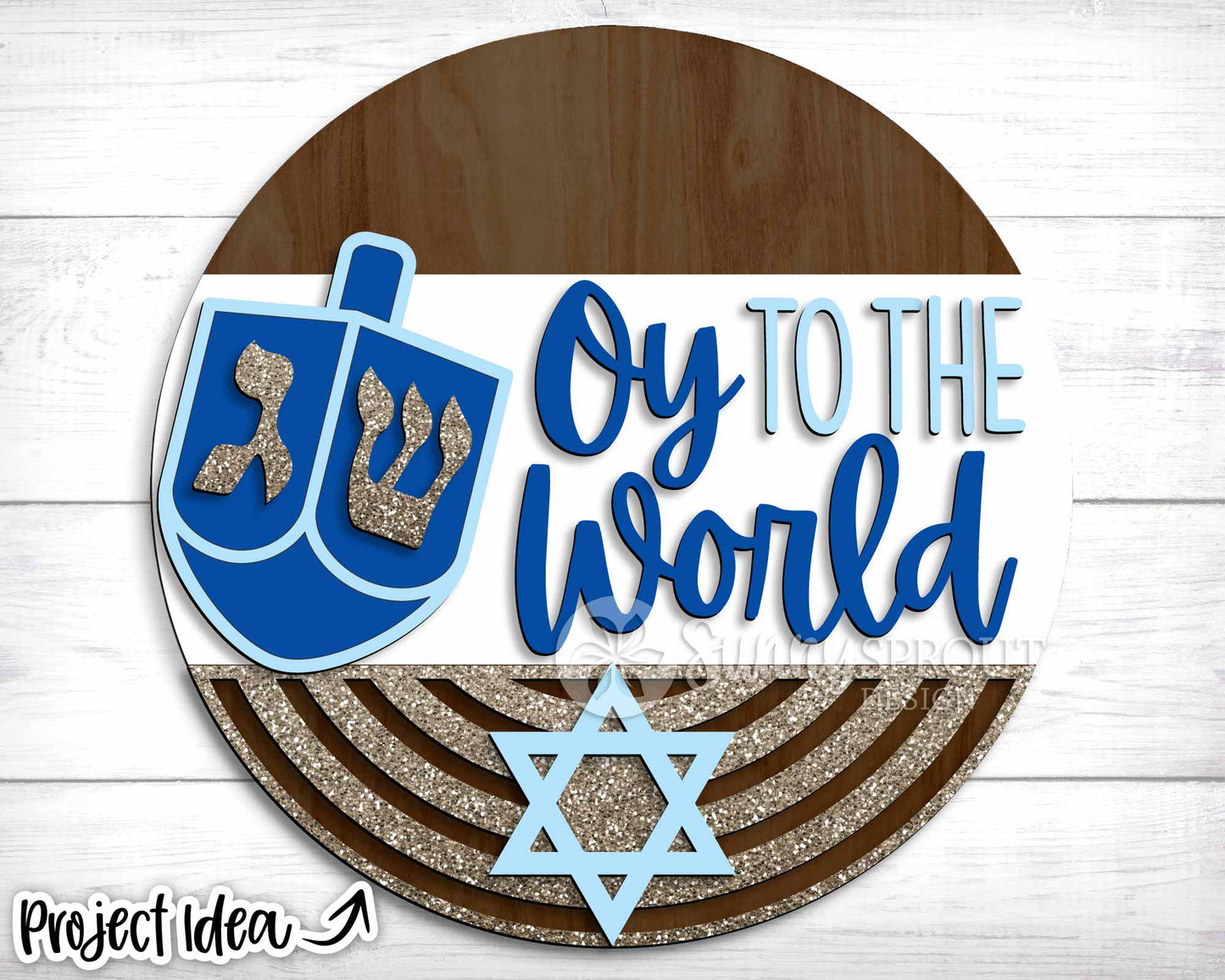Oy to the World Dreidel Sign, Digital Download, SVG Laser Cut File, Cricut, Round Door Hanger Design, Hanukkah Jewish Decor