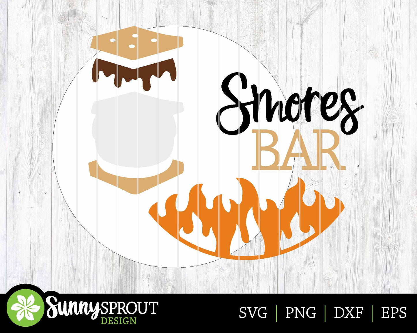 S'mores Bar Campfire Sign, Digital download, SVG Laser cut file, Cricut, Round door hanger design, Camping cabin outdoor decor