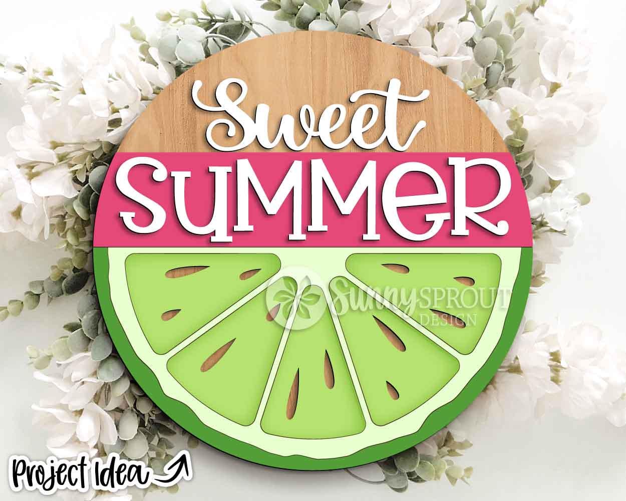 Sweet Summer Lemon Sign, Digital Download, SVG Laser Cut File, Cricut, Round Door Hanger Design