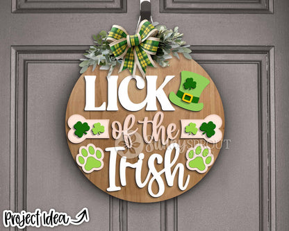 Dog Lick of the Irish Sign, Digital Download, SVG Laser Cut File, Cricut, Round Door Hanger Design, St. Patrick's Day Pet Decor