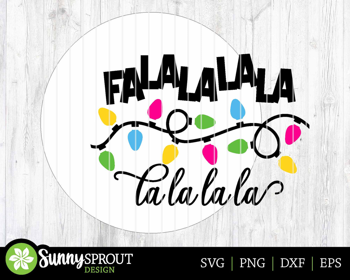 Fa La La La La Lights Sign, Digital Download, SVG Laser Cut File, Cricut, Round Door Hanger Design, Funny Christmas Decor