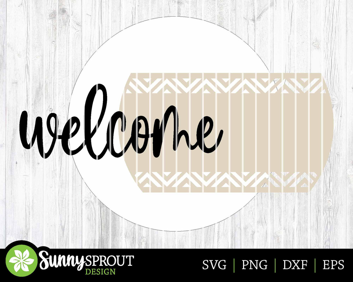 Welcome Geometric Pattern Sign, Digital Download, SVG Laser Cut File, Cricut, Modern Southwest Round Door Hanger Design
