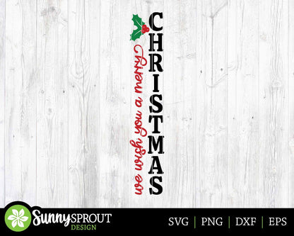 Wish You a Merry Christmas Porch Sign, Digital download, Cricut SVG cut file, Silhouette, Holiday door leaner design