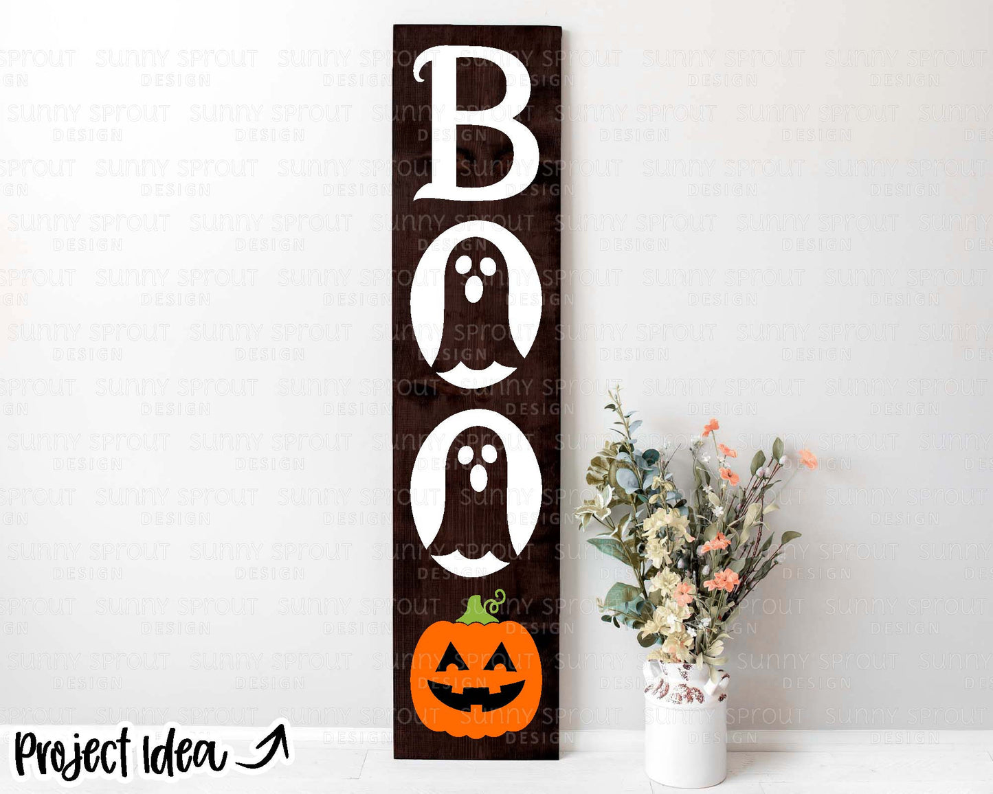 BOO Halloween Porch Sign SVG, Digital Download, Cricut SVG Cut File, Silhouette, Fall Door Porch Leaner Design