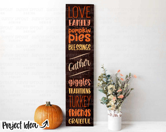 Gather Thanksgiving Things Sign, Digital Download, Cricut cut file, Silhouette, Fall words door sign, Thanksgiving porch leaner design