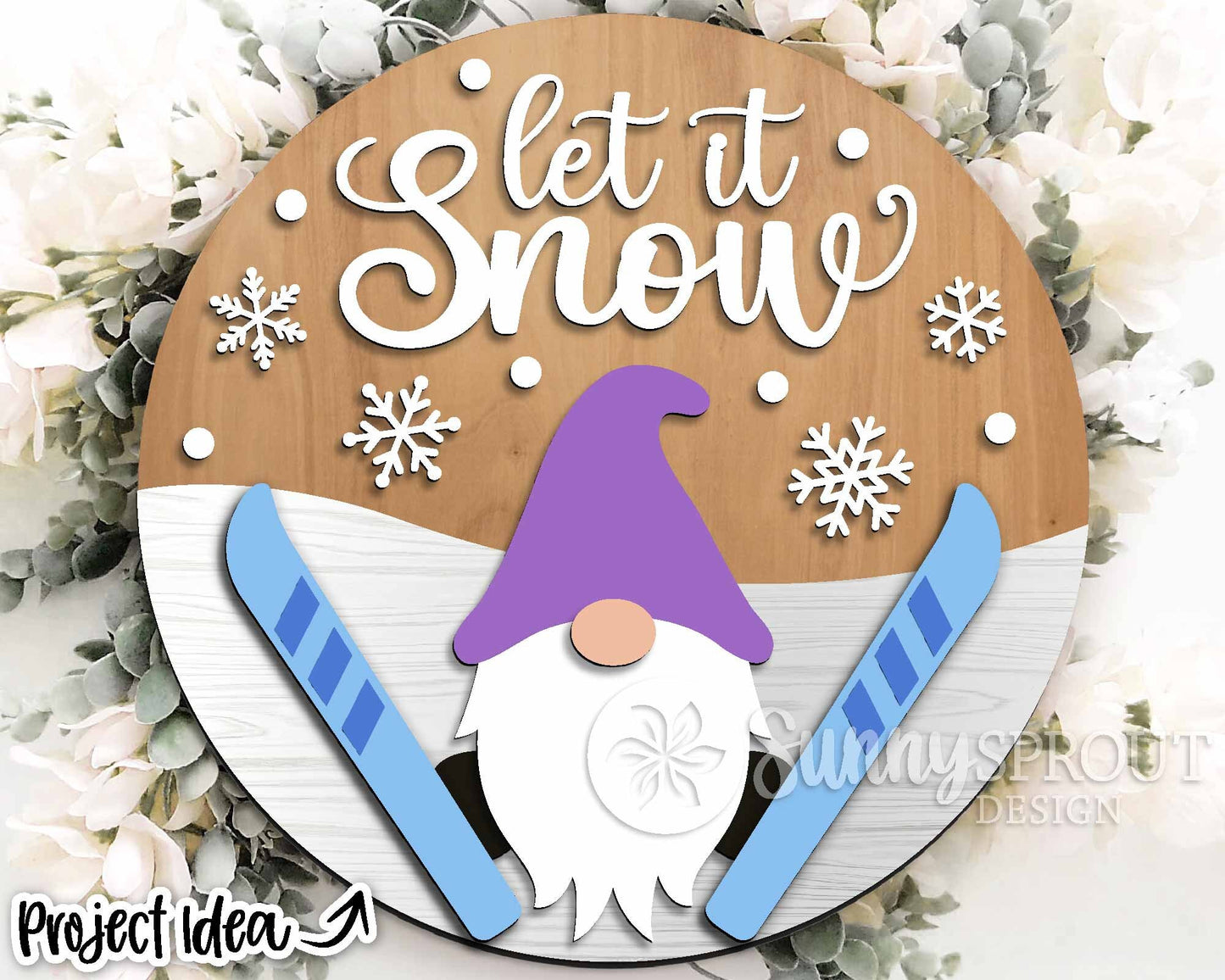 Winter Laser Sign Bundle, Round door hanger, Glowforge laser file, Cricut cut file, Holiday welcome sign svg, Let it Snow