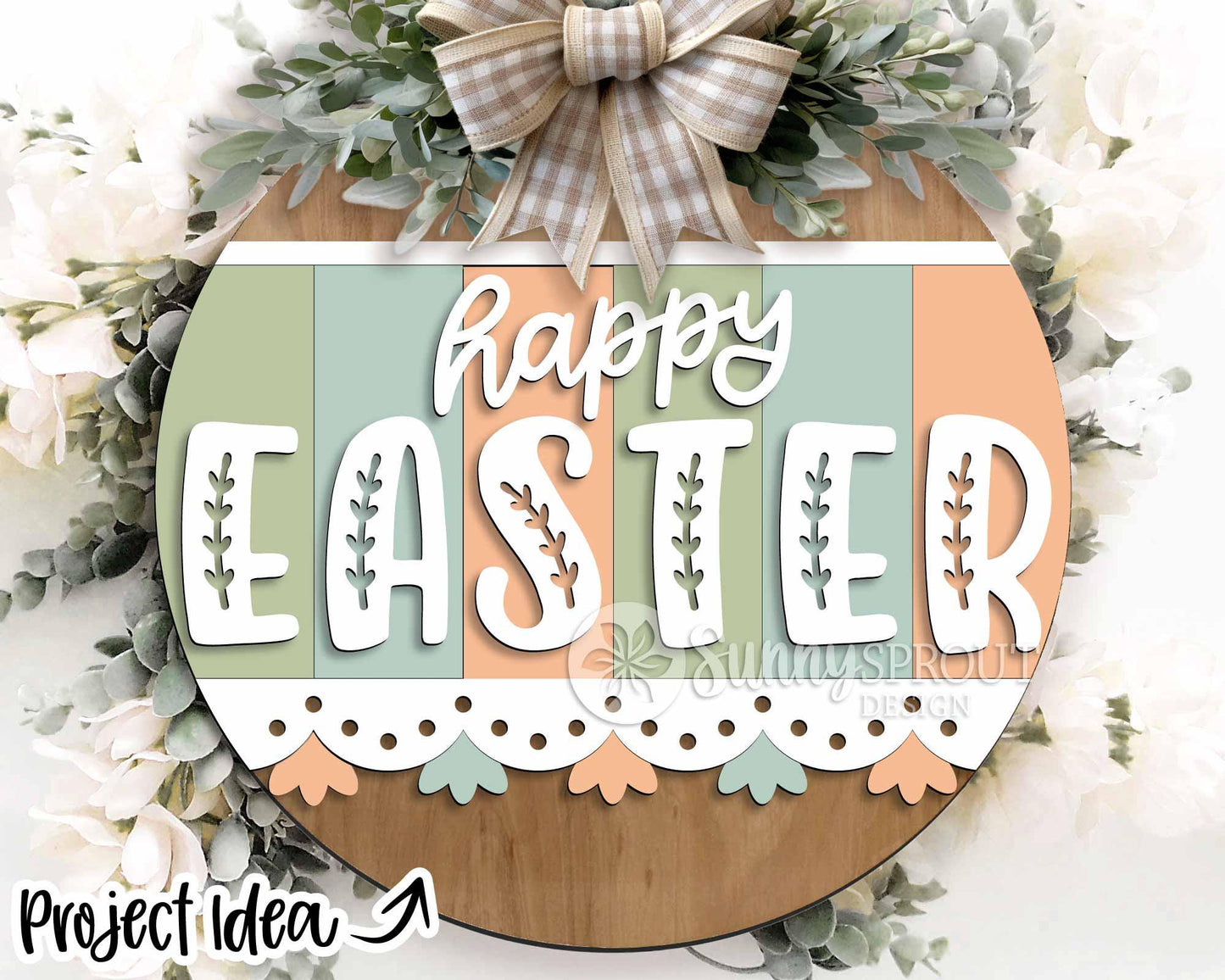 Easter Sign Bundle 6, Round door hanger svg, Glowforge laser file, Cricut cut file, Spring welcome sign svg, Easter bunny