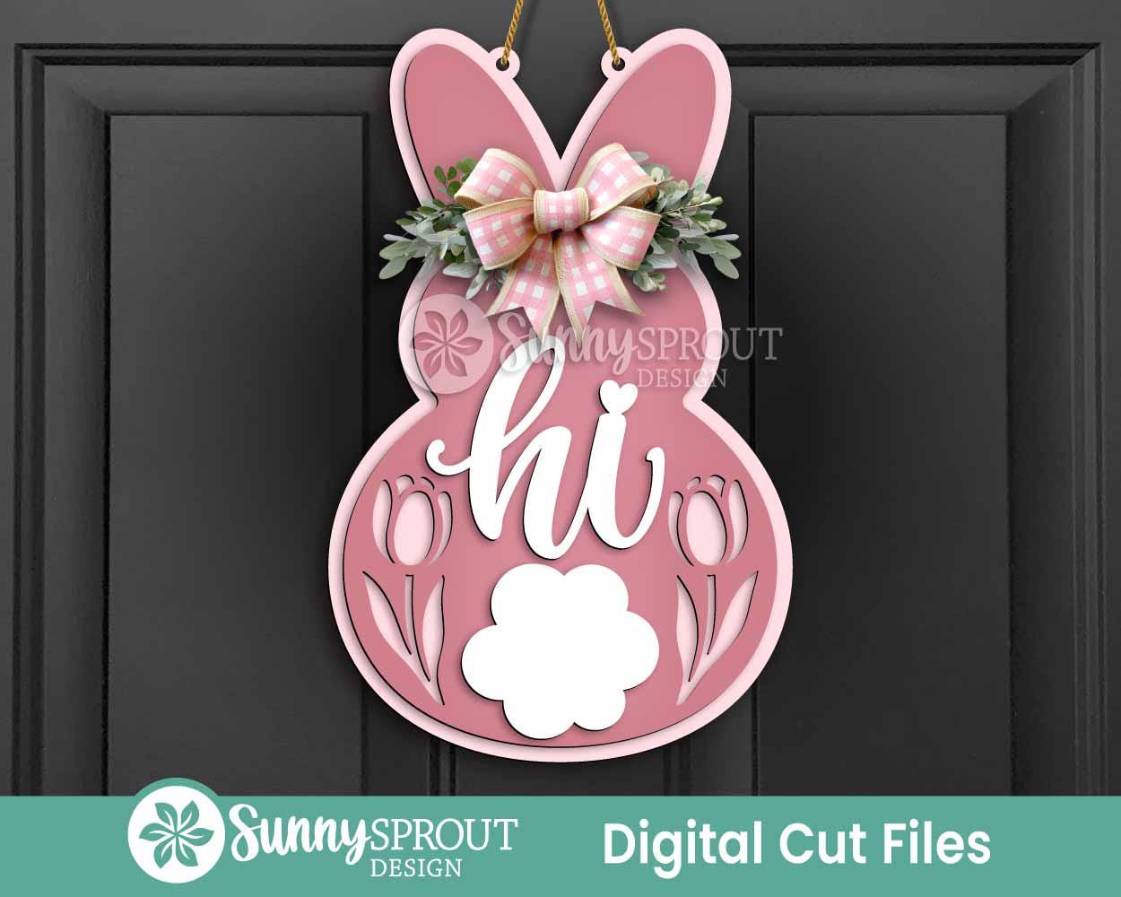 Easter Sign Bundle 7, Round door hanger svg, Glowforge laser file, Cricut cut file, Spring welcome sign svg, Easter bunny