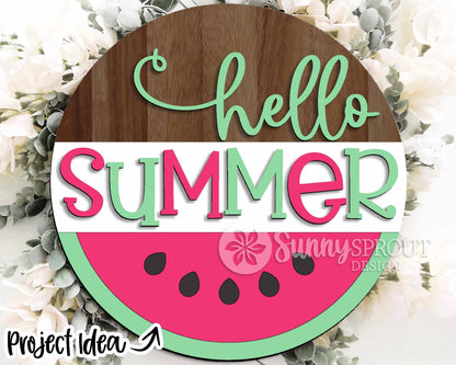Summer Laser Sign Bundle, Round door hanger svg, Glowforge laser file, Cricut, Front door welcome sign, Hello Summer svg
