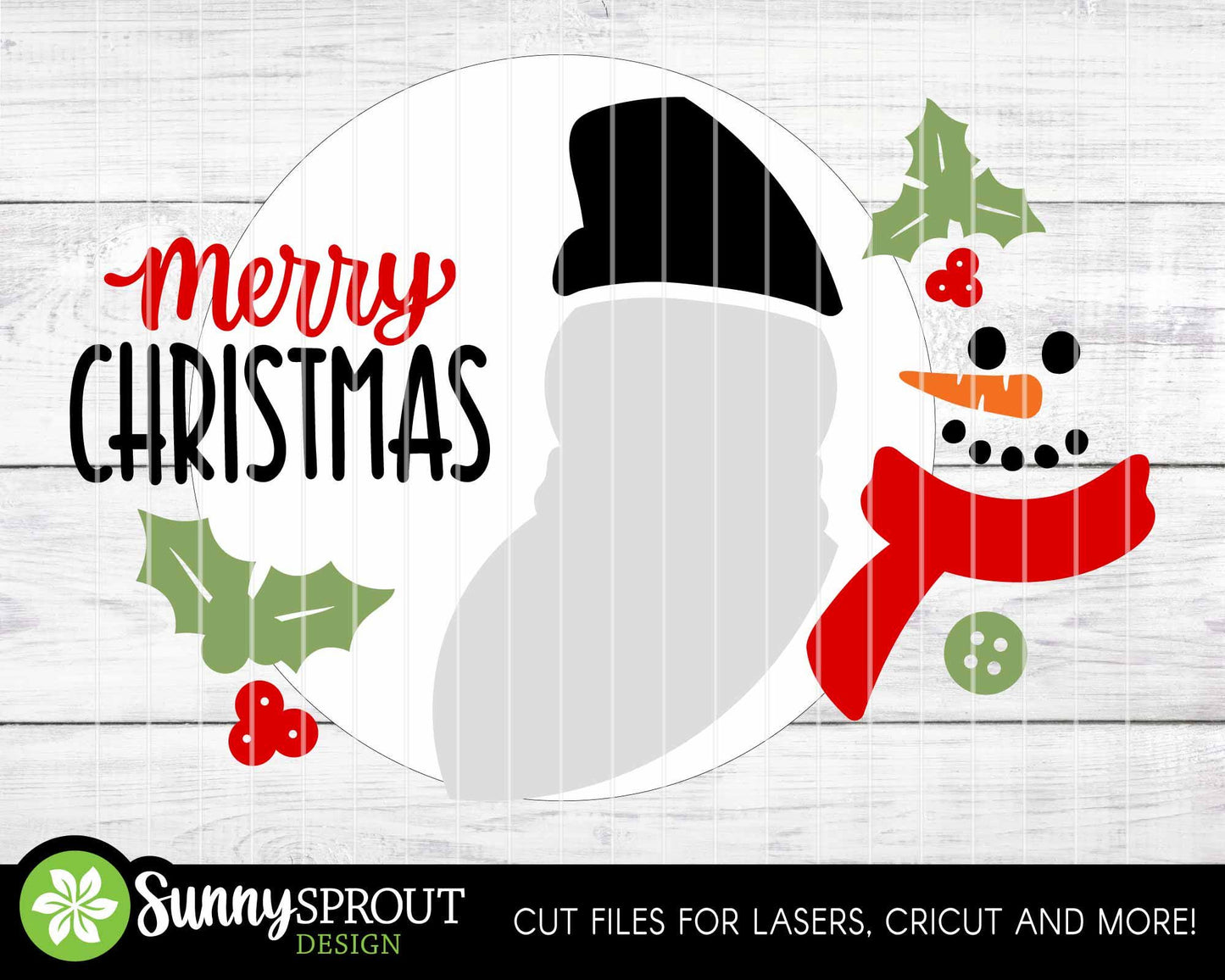 Merry Christmas Snowman Sign, Digital Download, SVG Laser Cut File, Cricut, Round Door Hanger Design