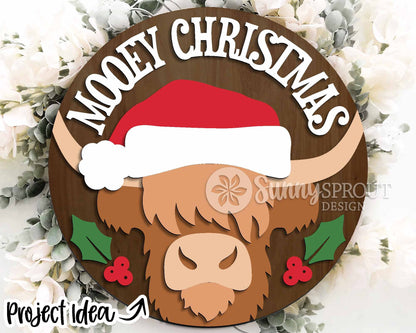 Christmas Laser Sign Bundle 3, Round door hanger, Glowforge laser file, Cricut cut file, Holiday welcome svg, Winter sign