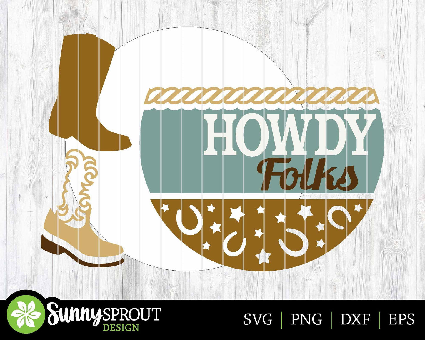 Howdy Folks Cowboy Boot Sign, Digital Download, SVG Laser Cut File, Cricut, Western Cowboy Round Door Hanger Design