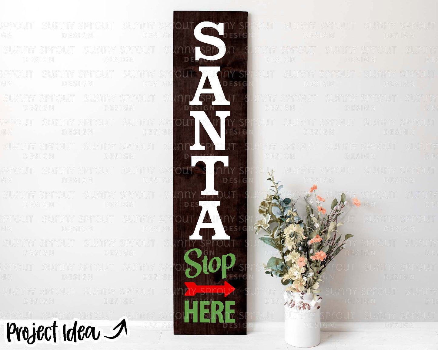 Santa Stop Here Porch Sign, Digital download, Cricut SVG cut file, Silhouette, Christmas front door leaner design