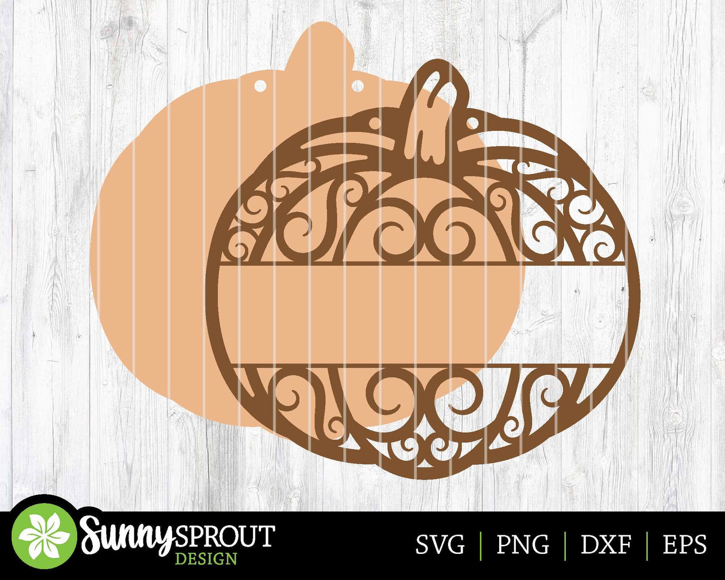 Pumpkin Split Monogram Sign, Digital Download, SVG Laser Cut File, Cricut, Round Fall Door Hanger Design, Personalize Name