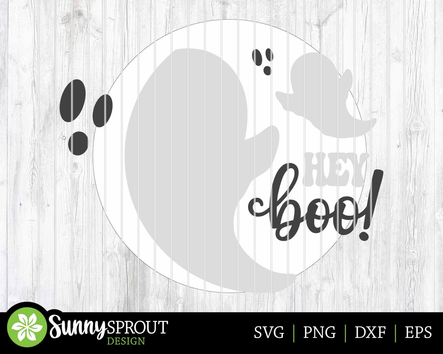 Hey Boo Ghost Sign, Digital Download, SVG Laser Cut File, Cricut, Round Halloween Door Hanger Design