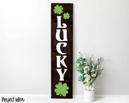 Lucky Shamrock Porch Sign SVG, Digital download, Cricut cut file, Silhouette, St. Patrick's Day door leaner design