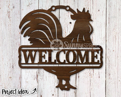 Rooster Welcome Sign, Digital download, SVG Laser cut file, Cricut, Door hanger design, Chicken farm decor